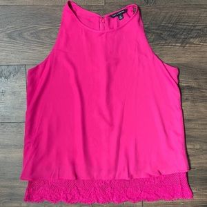 Zac & Rachel hot pink lace bottom top medium